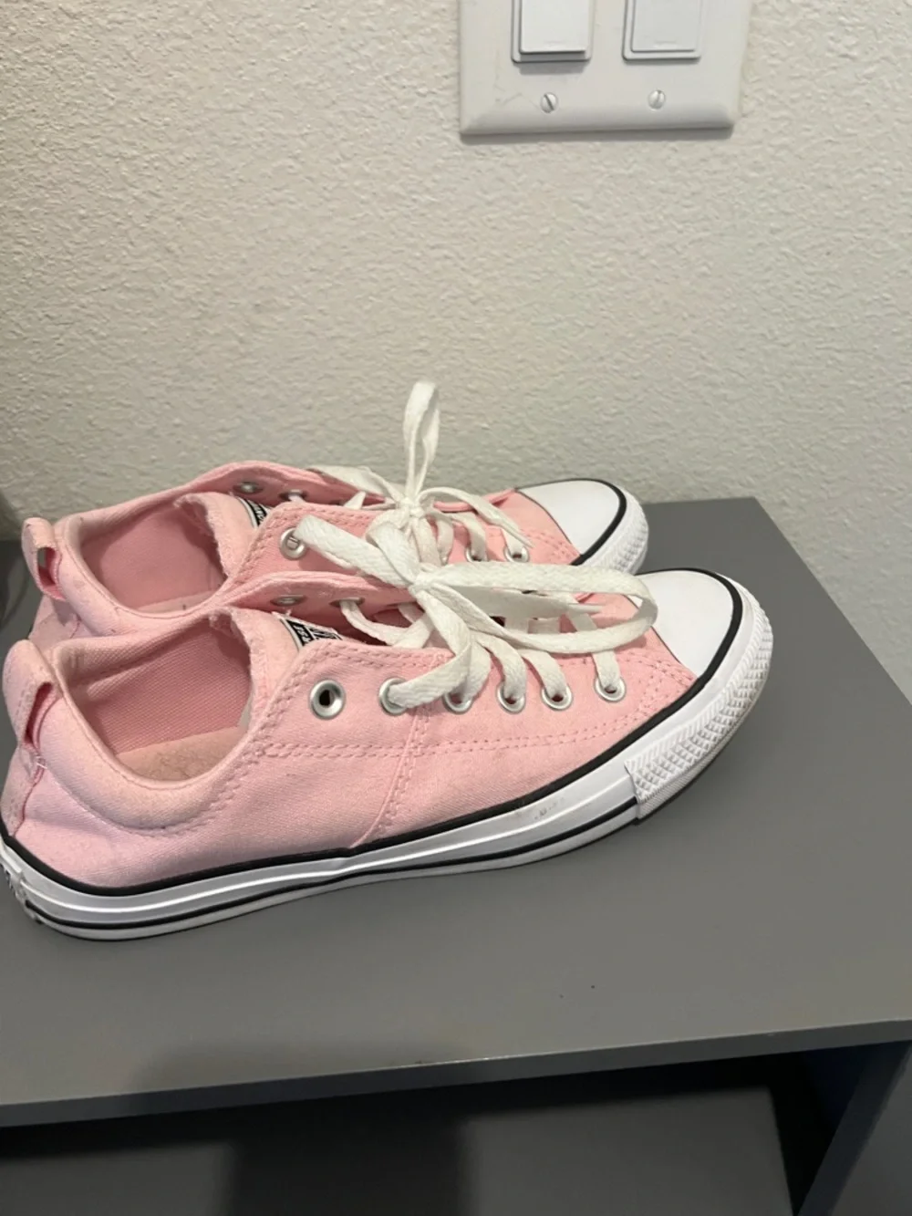 Converse Low Top Canvas Sneakers in Pink and White - Picture 5 of 5